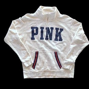 VS PINK Quarter Zip Sweater w/ Navy/Orange Accents
